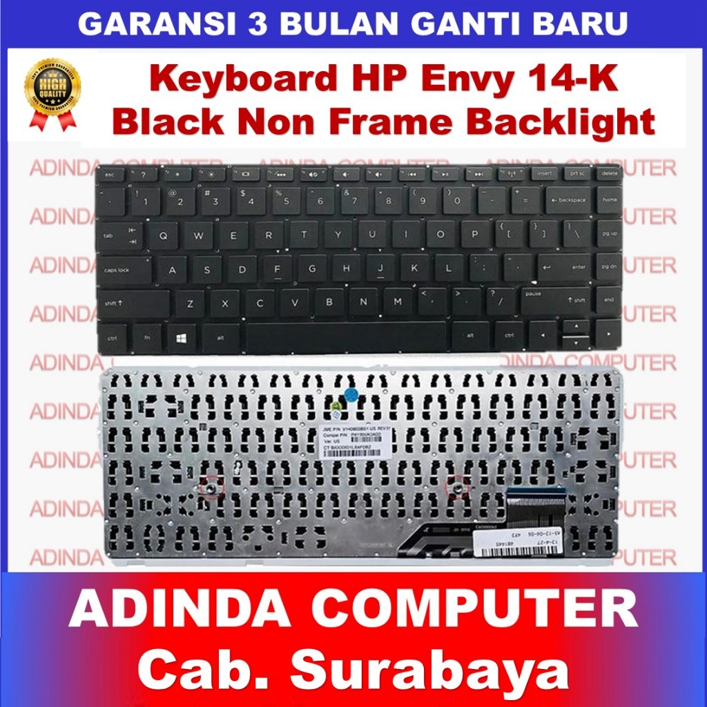 HP ENVY 14-K 14-K074CA 14-K153CA 14-K010US 14-K020US คีย์บอร์ด 727503-DB1 727503-001 SG-62810-XUA PK
