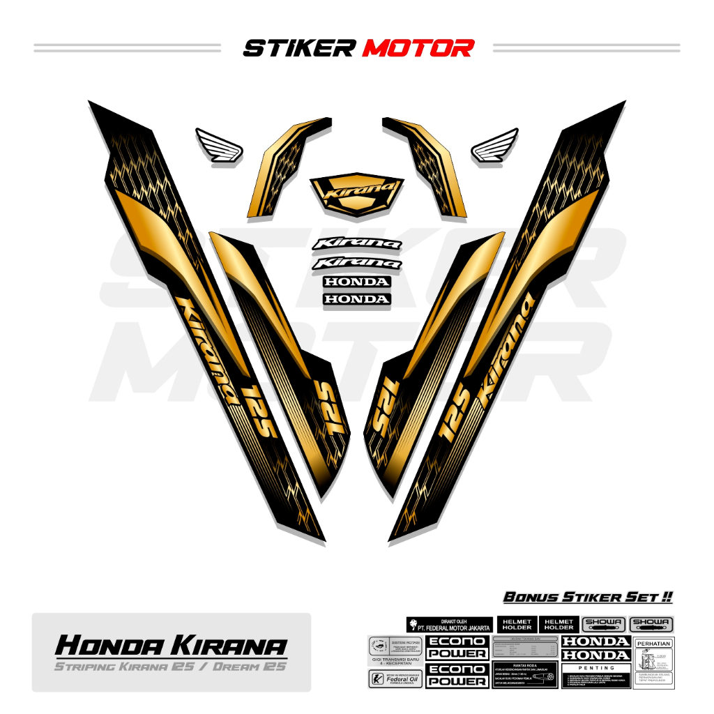KIR46 Striping สติกเกอร์ Honda Kirana 125 Honda Dream 125 Motohai Variations Striker สติกเกอร์ Striping Stripping Scootlet Scotlite Lis Old-School เป็ดรถจักรยานยนต์ Honda Kirana 125 Honda Dream 125 ncx Racing Graphic Thai Style Good Motif กาวลามิเนต - รูปที่ 7