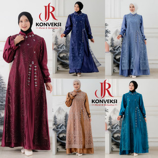 Marsya Dress Kondangan Satin Silk Mix Brokat Dan Payet Baju Muslim Wanita Gaun Pesta Mewah Elegan Seragaman Bridesmaid