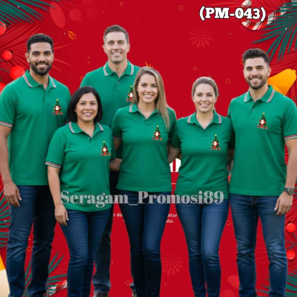 HIJAU UNISEX ADULT CHRISTMAS COLLAR เสื้อยืด / สีเขียวครอบครัว UNIFORM / ผู้ใหญ่เสื้อยืด TOP / UNISE