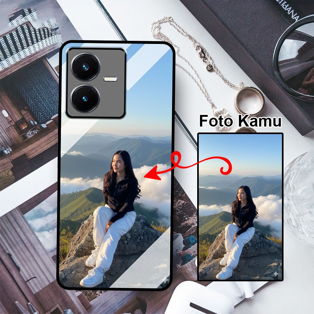 เคสภาพที่กําหนดเอง VIVO Y22 Y22s ฟรีภาพขอ Softcase Macaron Casing Hp