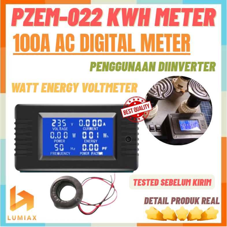 เครื่องวัดโวลต์ ampere PZEM-061 kWh มิเตอร์ดิจิตอล 100A วัตต์ AC 80-260V - pzem-022
