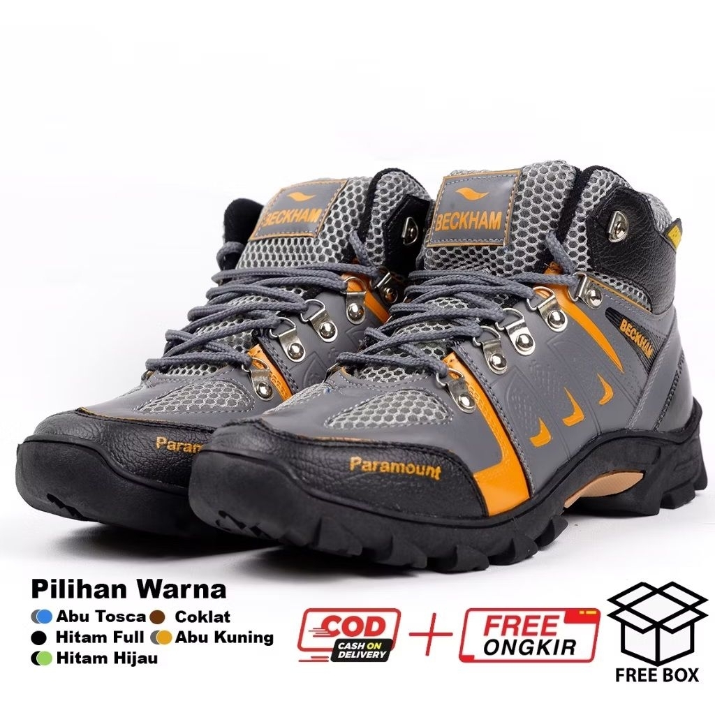 Paramount Beckham Grey Yellow Mountain Boots Paramount Beckham Hiking Boots รองเท้านิรภัย