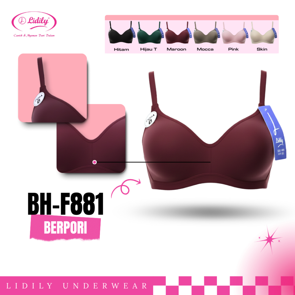 Lifily - Silky Soft Breathable Bra BH F881 Cup Press น้ําหนักเบา Anti-Hot, Super Cool & สบาย | ไซส์ 