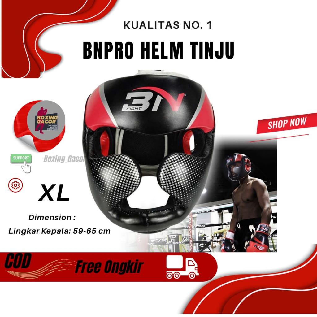 BNPRO Muay Thai MMA Boxing Helmet Head Protector Head Gear Protector Head Protector ยี่ห้อ BN