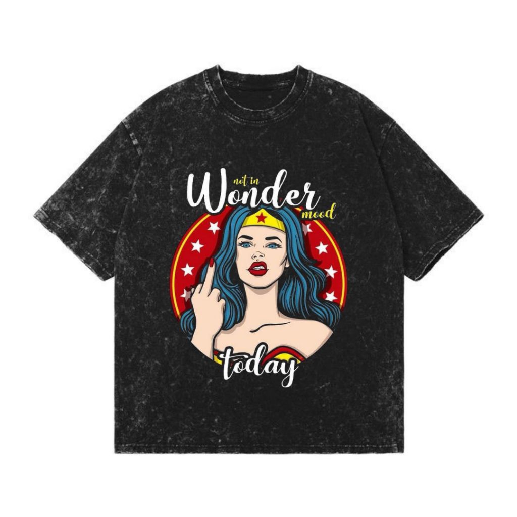 WONDER WOMAN STONE WASH เสื้อยืด OVERSIZED VINTAGE TEE UNISEX TOP COMICS CLOTHES