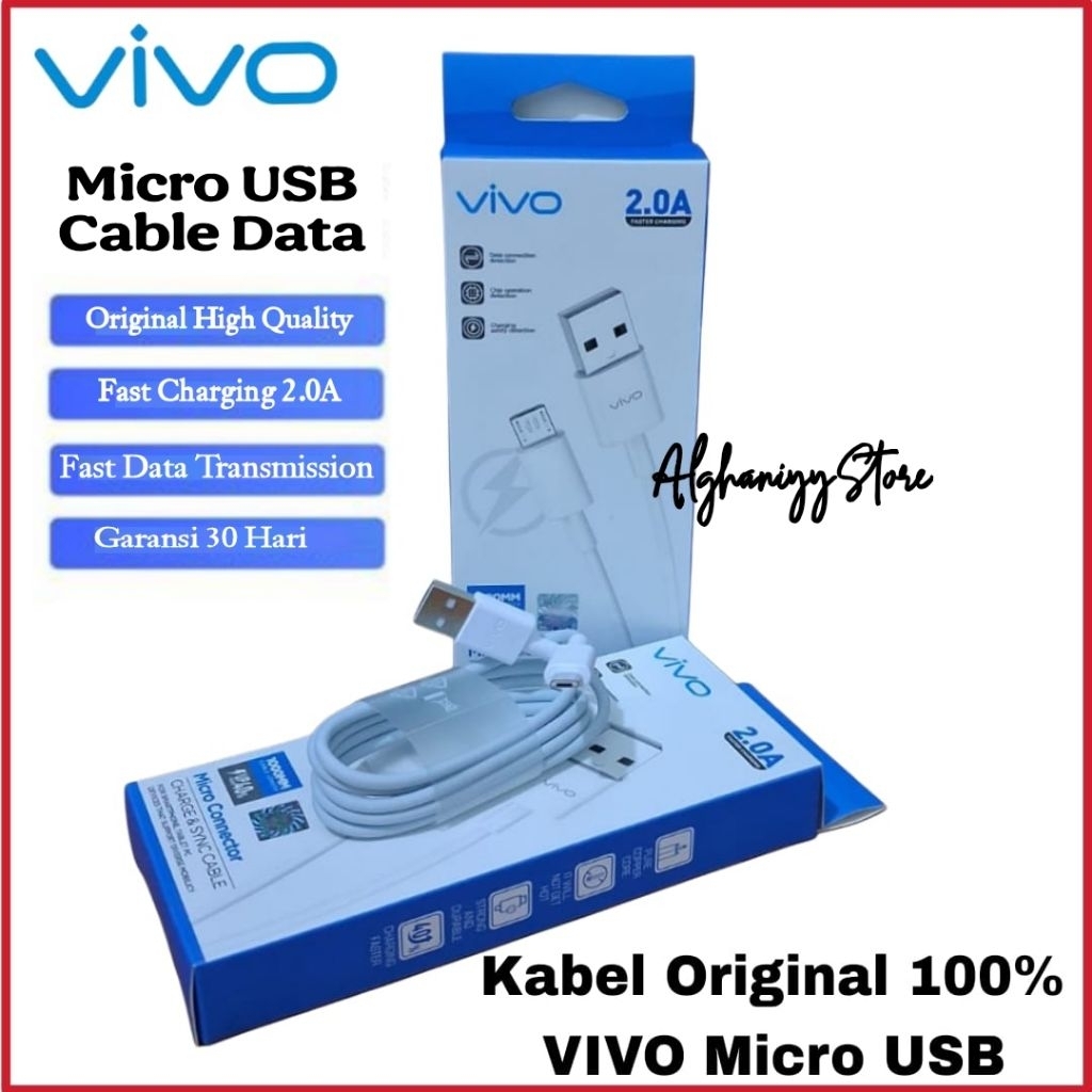VIVO Y71 Y81 Y83 Data Cable Original 100% Vivo Fast Charging Micro USB 2.0A Cable