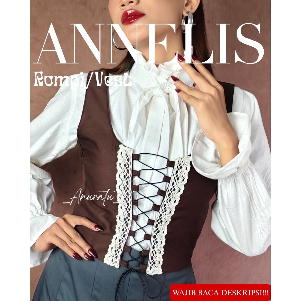 ANNELIS เสื้อกั๊กลูกไม้สายผู้หญิง Vintage Aesthetic Retro|Anuratu Store official