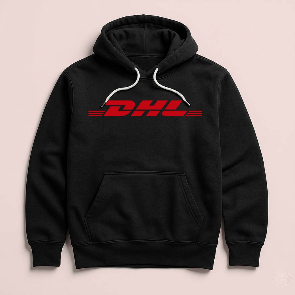 DHL Global shipping Hoodie เสื้อกันหนาวมีฮู้ดผ้าสีดํา