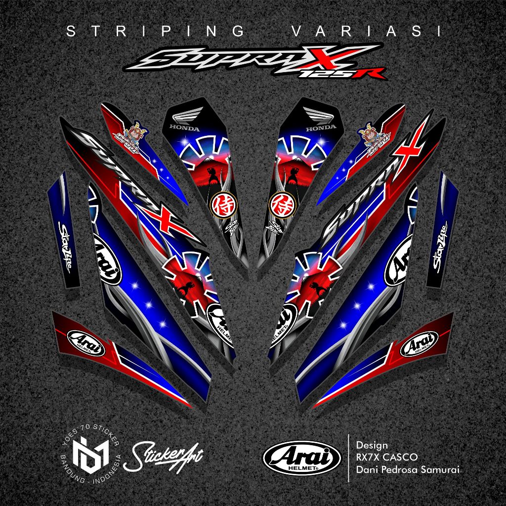 HONDA SUPRA X 125 CARBON / BATMAN / BM 4 / SUPRA 125 OLD CARBON / ARAI MOTIF สติ๊กเกอร์แถบตัวแปร