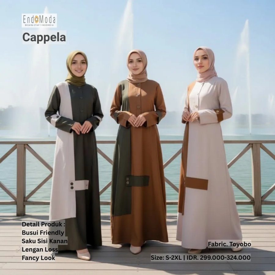 Cappela Endomoda Gamis, Toyobo Muslim Womens Gamis, Cool, สบาย, Hangout, กลุ่มศึกษาอิสลาม,เชิญ,โมเดิ