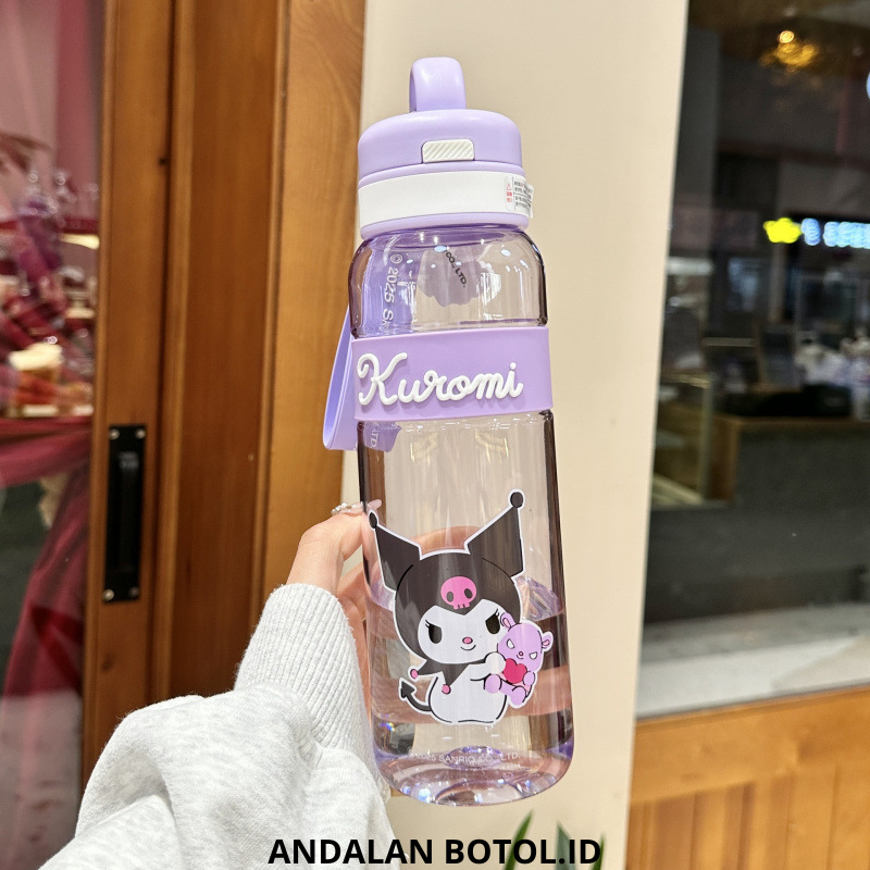 ANDALAN Kuromi ขวดน้ําดื่มป้องกันการรั่วไหล 850 มล. พร้อมสติ๊กเกอร์ 3D 2D ฟรี