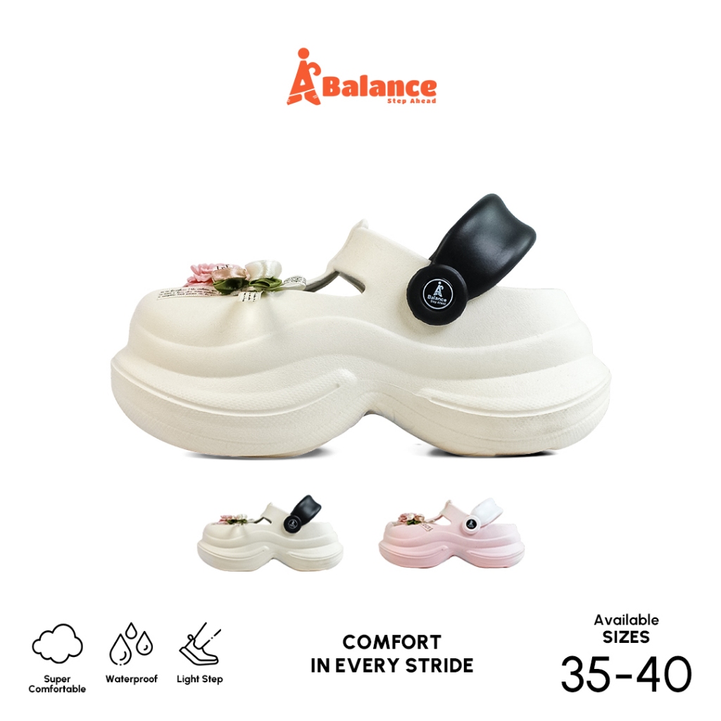 Air-Balance ผู้หญิง Fuji Clog รองเท้าแตะน่ารัก 3D ดอกไม้ EVA รองเท้าแตะกันลื่นสบายลื่น 823-C