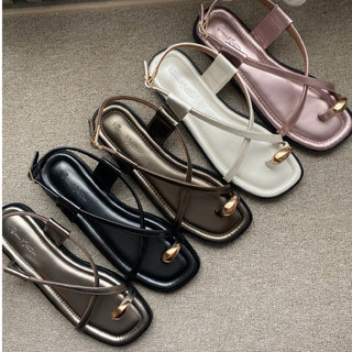 NANDA MILLANO sandal flat wanita korean style kekinian sendal tali felicia  sol karet anti slip