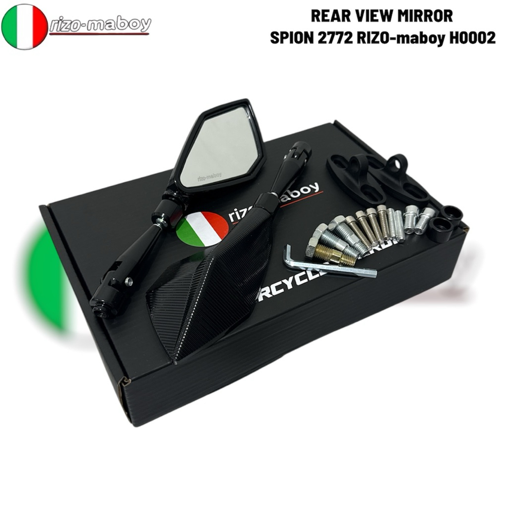 Rizo-maboy Racing - Rizo-maboy 2772 รุ่นพับ Black Series กระจกสีขาว Universal สําหรับรถจักรยานยนต์ทั