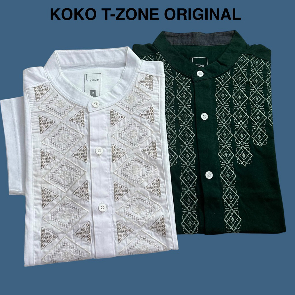KEMEJA Tzone เสื้อเชิ้ตผู้ชาย Koko พร้อมเย็บปักถักร้อย แขนสั้น และแขนยาว Tzone ดั้งเดิม วัสดุหวี 20S