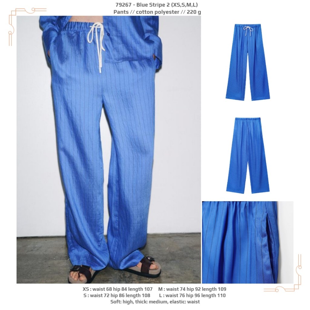 LOE67 - Blue Stripe 2 (XS, S, M, L) - กางเกง