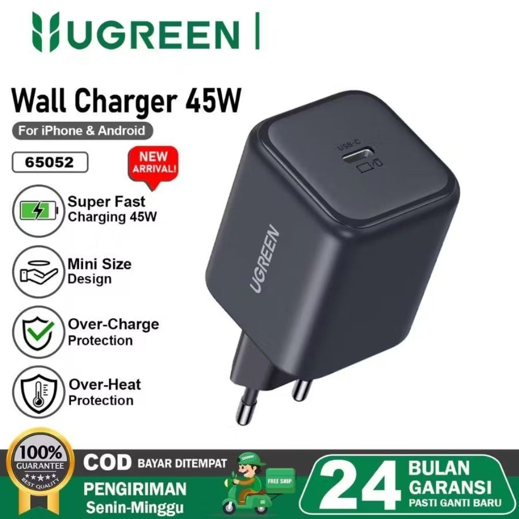 Ugreen 65052 45W ชาร์จเร็วสุด 2.0 PD type c หัวชาร์จ GAN N