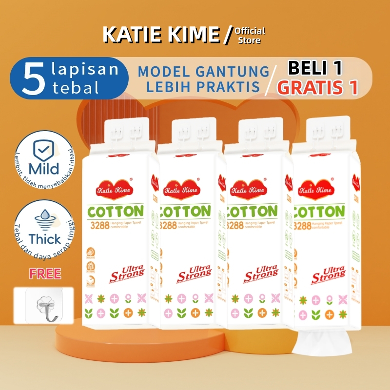 GANTUNGAN [ซื้อ 1 แถม 1] KATIE KIME Viral Hanging Tissue FREE Hanger 5 ชั้น 1750 แผ่น นุ่มไม่ขาดง่าย 140mm*175mm
