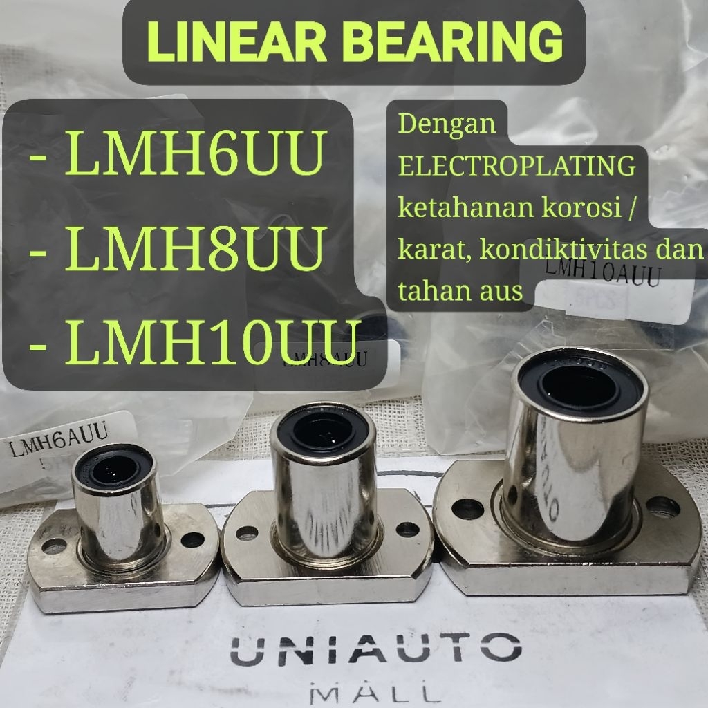 LMH6UU LMH8UU LMH10UU LINEAR MOTION FLANGE BEARING ELECTROPLATING