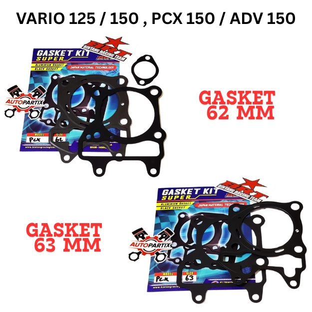 TOP AND BOTTOM GASKET BRT VARIO 125 VARIO 150 PCX 150 ADV 150 62mm 63mm BRT GASKET HEAD BLOCK GASKET