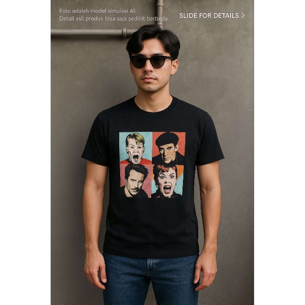 Vtg ภาพยนตร์ 90s H0ME 4L0NE เสื้อยืด By C4NV45 ไซส์ M (P71 x L52)