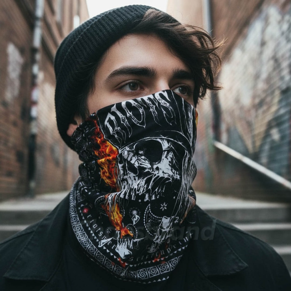 RIOTS - SKULL, FIRE, FONTS Bandana
