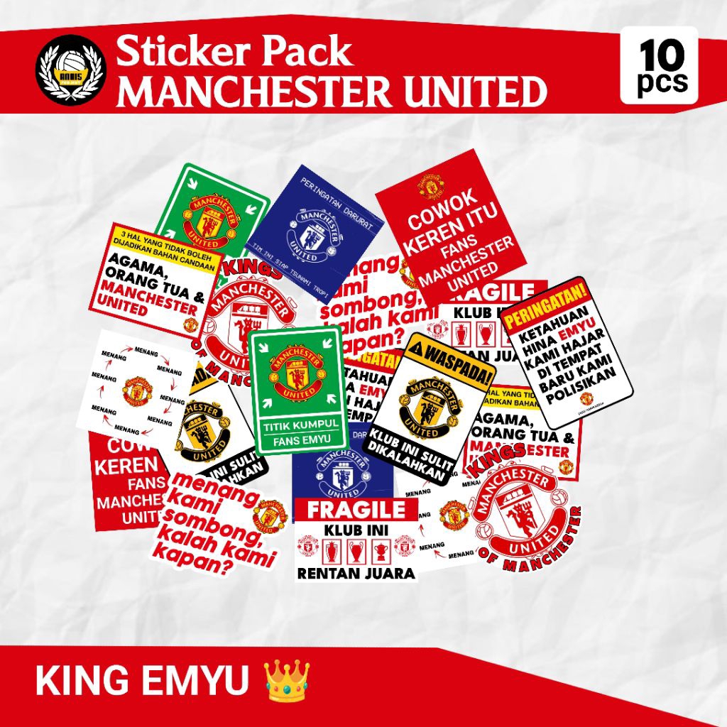 สติ๊กเกอร์แพ็ค M4NCHESTER UNITED FC King Emyu | ARMY MUFC สีแดง Devill UNITED