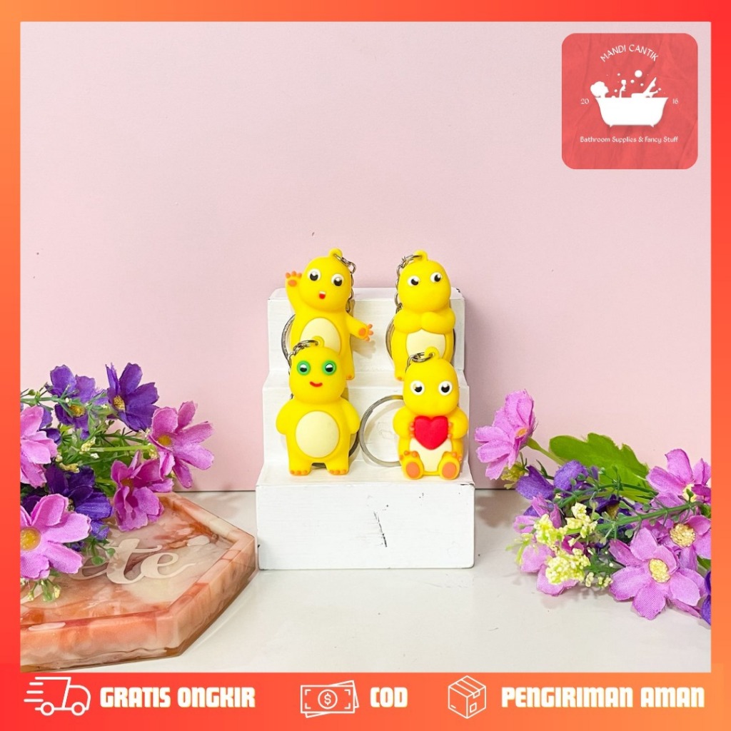 GANTUNGAN DINO NAILONG HAT RUBBER KEYCHAIN GK-1836 สีเหลือง DINO KEYRING KEYCHAIN