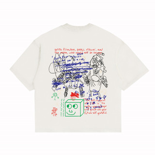 Onoma Katun Bangkok - Boxy Oversized Tshirt Doodle Beast White - Kaos