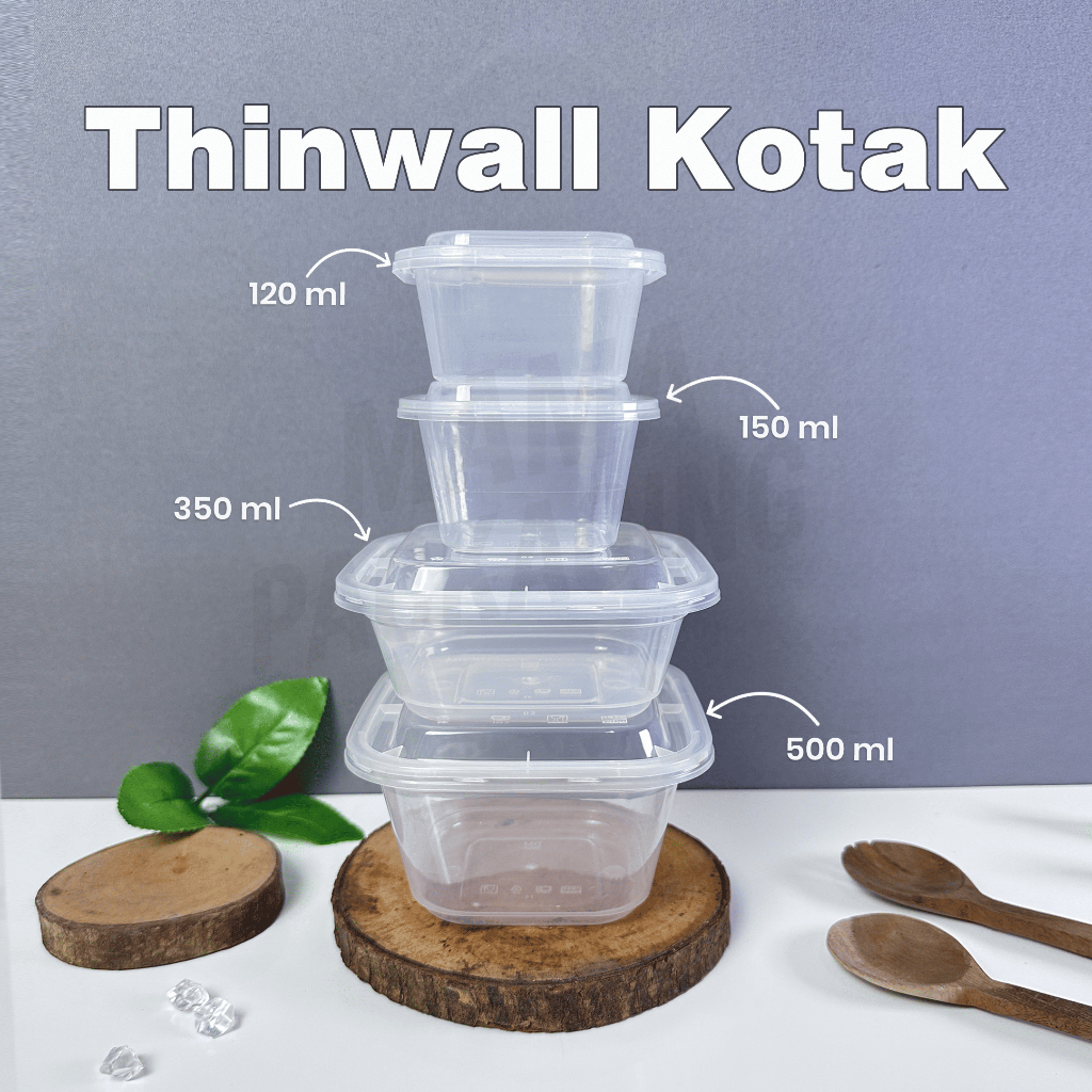 [25PCS] Thinwall Box DM 120 ml 150 ml 350 ml 500 ml / Square / Plastic Pudding Lunch Box / SQ