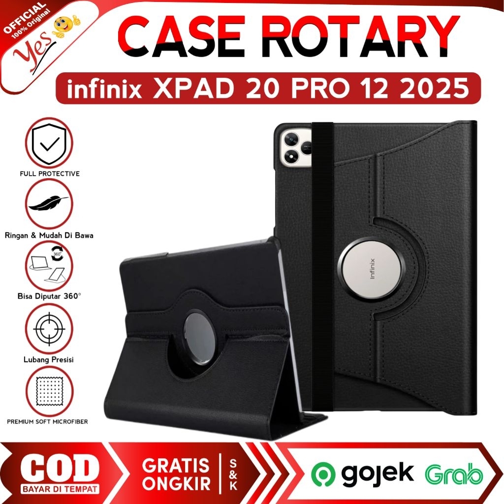 เคส Infinix XPAD 20 Pro | Infinix XPAD 20 Pro 12" 2025 Casing Rotary Flip Cover Book Leather Standin