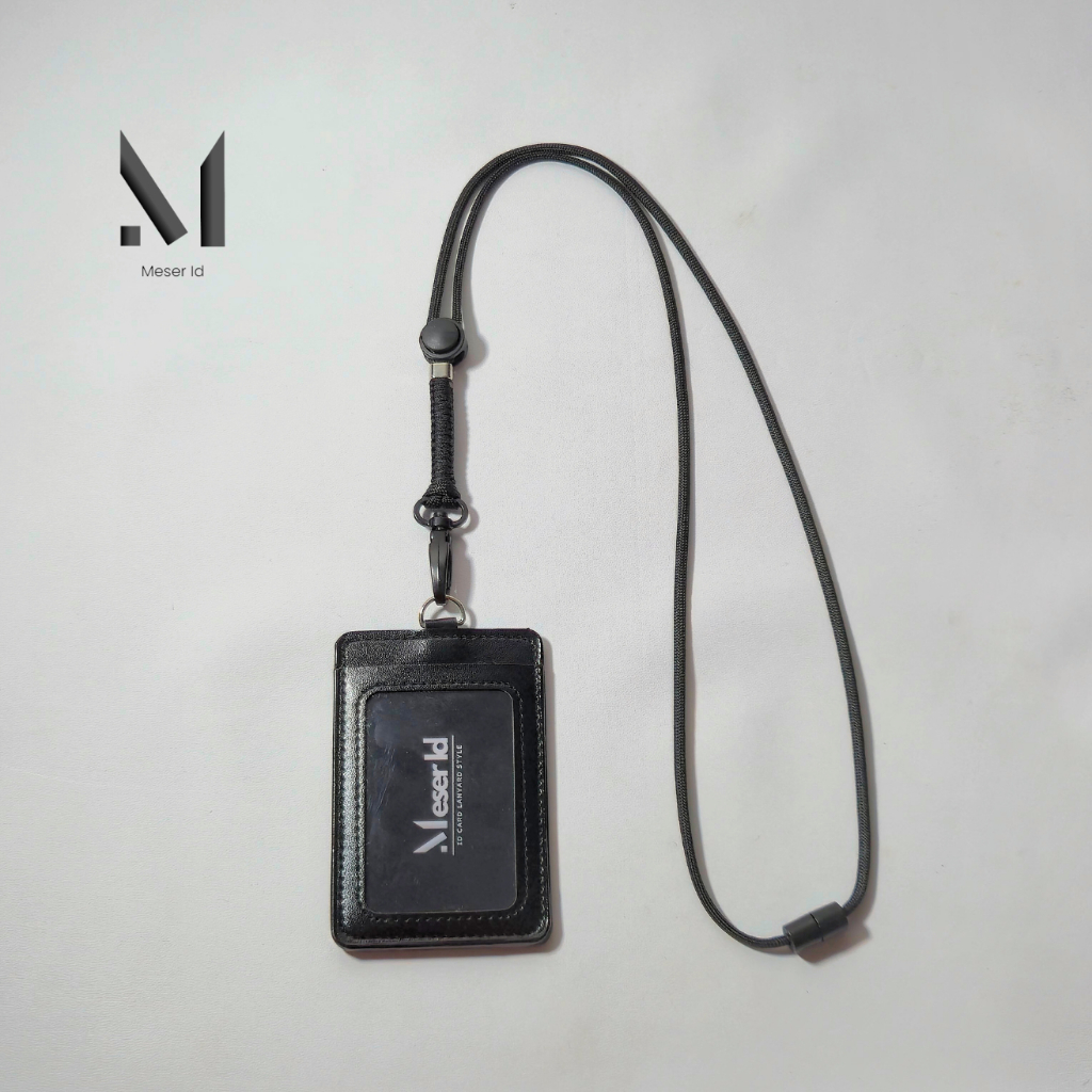 Lanyard ID Card Paracord Rope 4mm Casual Nametag Holder หนังสังเคราะห์ 2 ด้าน Slot
