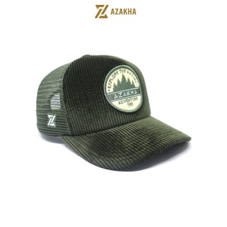 Topi Trucker Corduroy Premium Azakha Topi Jaring Pria Vintage Retro Distro Original Adventure Hijau