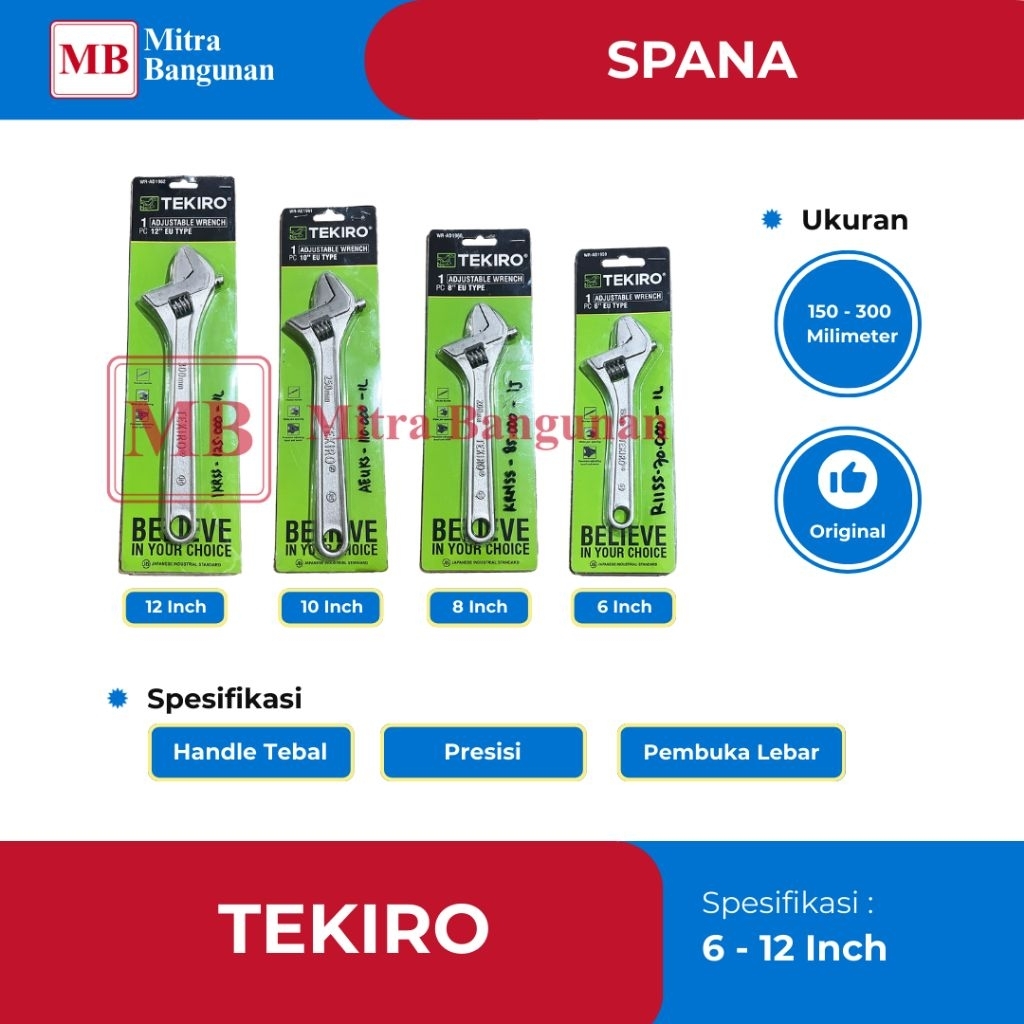 TEKIRO BRAND SPANA WRENCH SIZES 6INCH, 8INCH, 10INCH, และ 12INCH