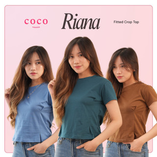 Atasan Wanita Kaos Lengan Pendek fitted shirt  Style Samping Riana Top Cotton Combed Premium Size M L XL Basic Daily Outfit