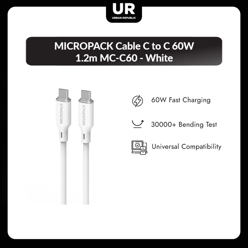 สาย MICROPACK C to C 60W 1.2m MC-C60 - สีขาว