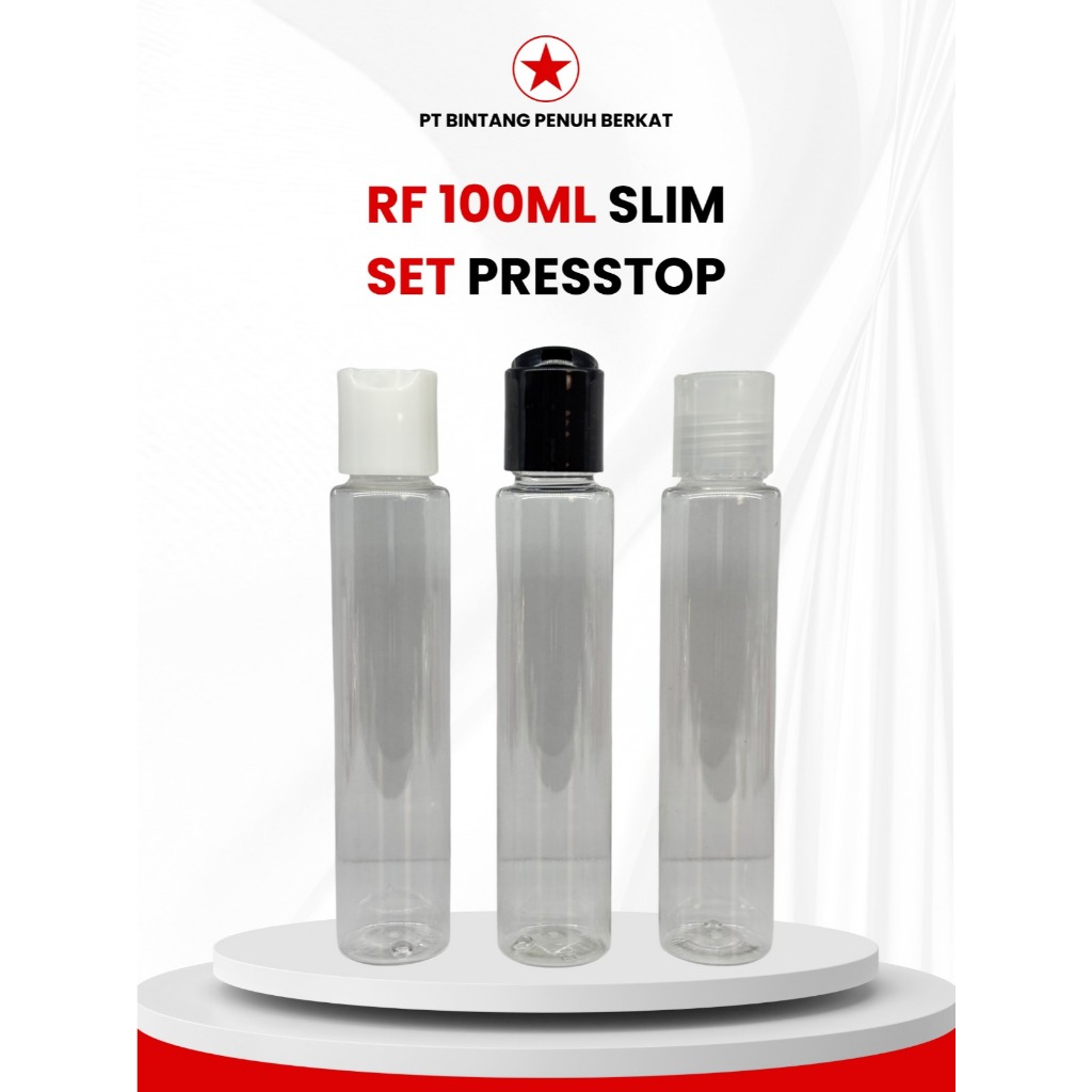 RF BOTTLE 100ML SLIM N24 CLEAR PRESSTOP CAP N24 BLACK WHITE CLEAR 100 ML N24