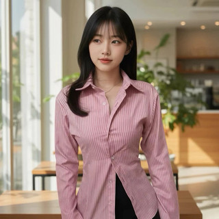 Julia Top - Kemeja Slim Fit - Atasan Wanita - Fabric Cotton with two pleated on the waist (Slim Effect) - Office Fits Casual Baju