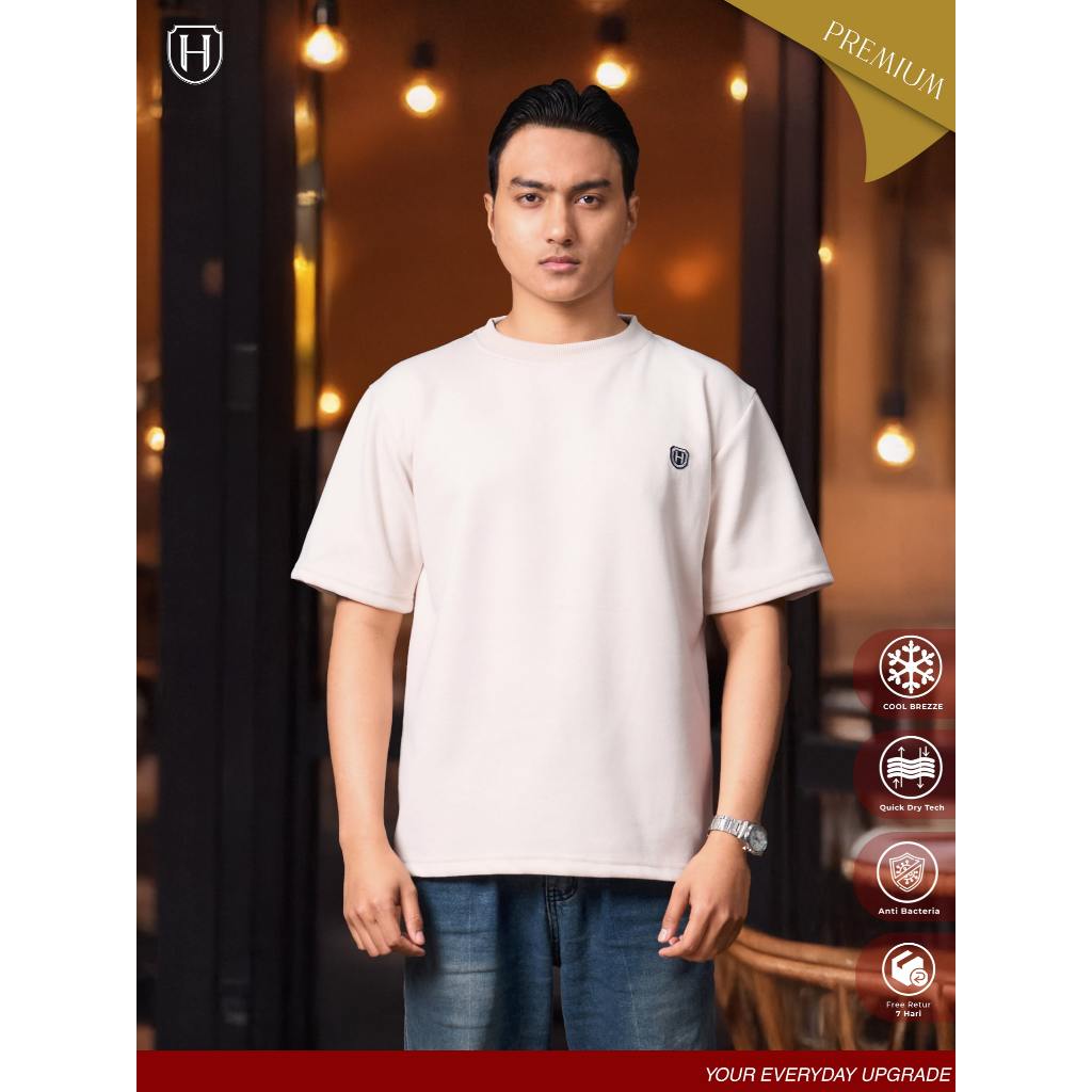 HAILUK Marton Cream Heavy Oversize เสื้อยืดแขนสั้น