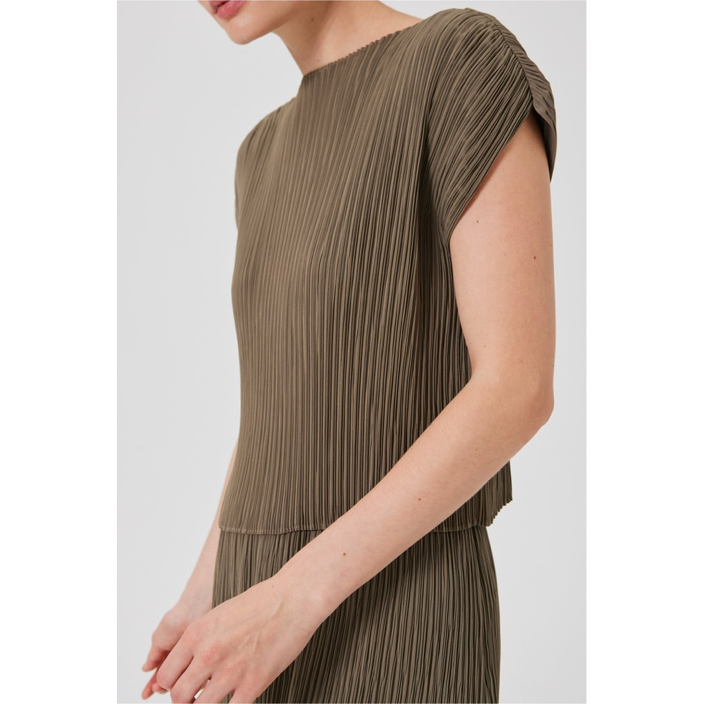 BN472 OUR NATURE OSN PLISKET TAUPE PLEATED KAFTAN TOP