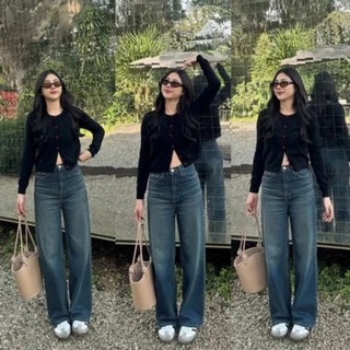 [COD] New Korean Style High Waist Baggy Loose Murah Celana Jeans Panjang wanita