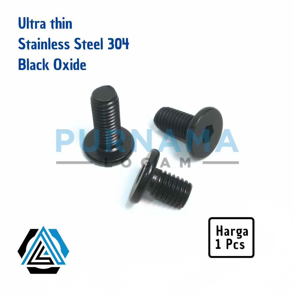 STAINLESS BLACK OXIDE L-BOLT M6 x 20 (ยาว 2ซม.) 304 ULTRA THIN HEAD