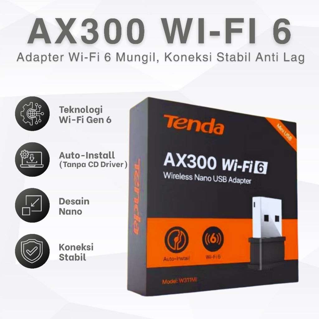Tenda AX300 อะแดปเตอร์ USB ไร้สาย WiFi 6 AX3000 Nano Dongle PC แล็ปท็อป