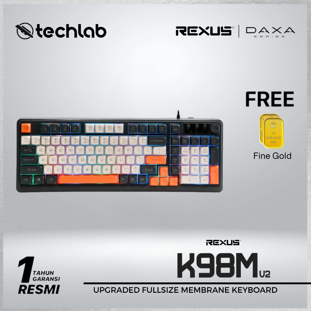 Rexus K98M / K98-M Retro Fullsize คีย์บอร์ดเกมแบบมีสายทูโทน