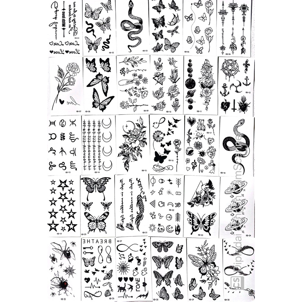 Mini Snake Tattoo รหัส KB | รอยสักแขนหน้าอกร่างกาย Unisex ขนาด 6x10ซม | กันน้ํา 2-4 วัน | ภาพจริงชั่