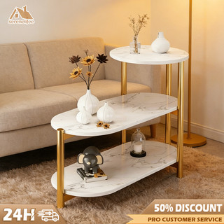 COD Meja Kopi Meja Samping Tiga Tingkat Meja Minimalis Bufet Marmer Sofa Side Cabinet Meja Tamu Meja Nakas