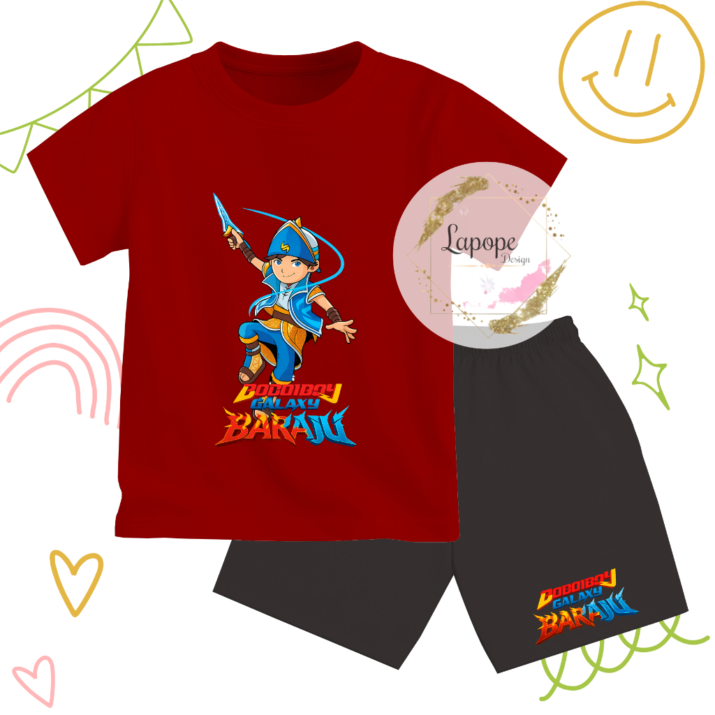 ชุดกางเกงเด็กสีดําสําหรับเด็กชายและเด็กหญิงเทรนด์การ์ตูน Viral Bobiboy Polite Image