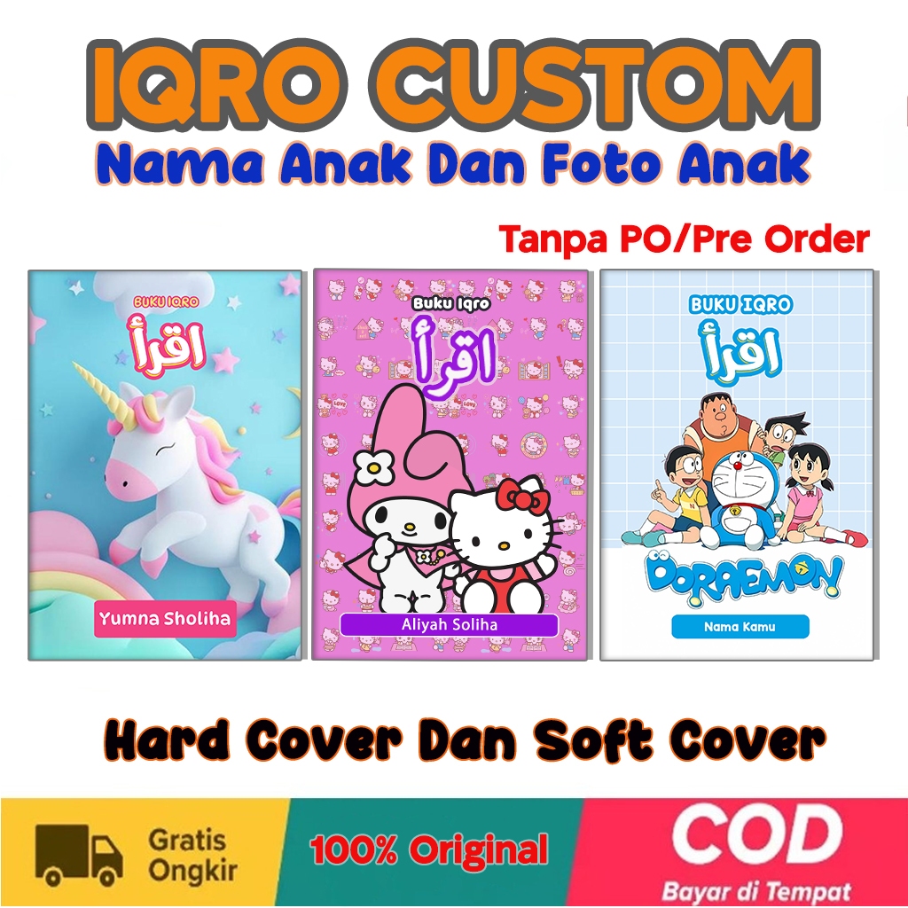 IQRO Anak Custom ปกแข็งปกอ่อน Girl Theme Full Color Black & White (ฟรีเขียนชื่อ & รูปถ่ายบนปก) Iqra 