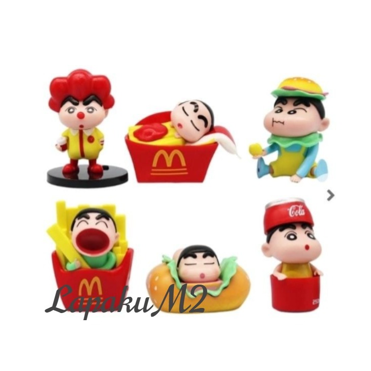 ฟิกเกอร์ Crayon shinchan Hamburger Crayon Shin-chan McDonald Set 6 ชิ้น